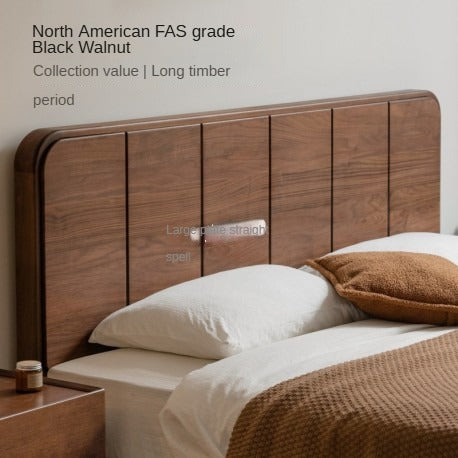 Solid Black Walnut Wood Bed Frame - Chinese Retro Style Queen/King Size Platform Bed with Storage | Durable Hardwood Bedroom Furniture for Master Bedroom, Guest Room & Airbnb