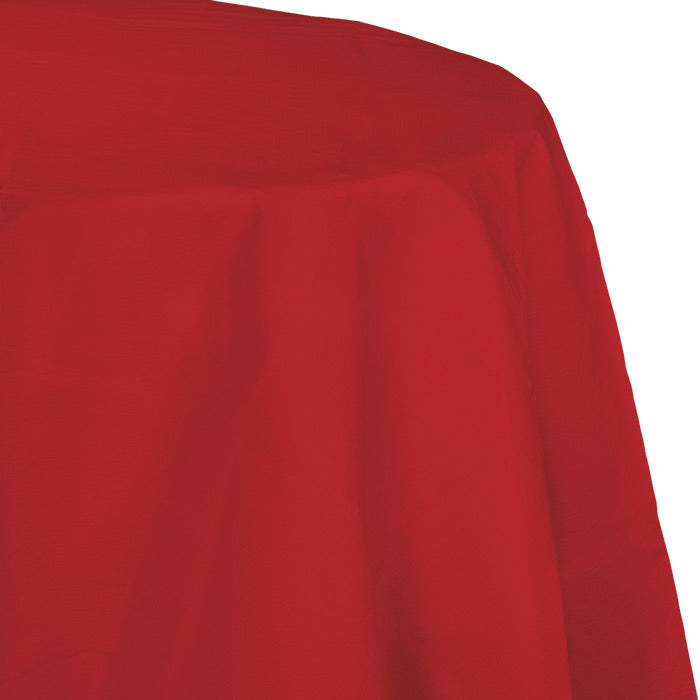 12-Pack Bulk Classic Red Round Paper Table Covers 82 Inch - Perfect for Parties, Weddings & Holiday Decorations