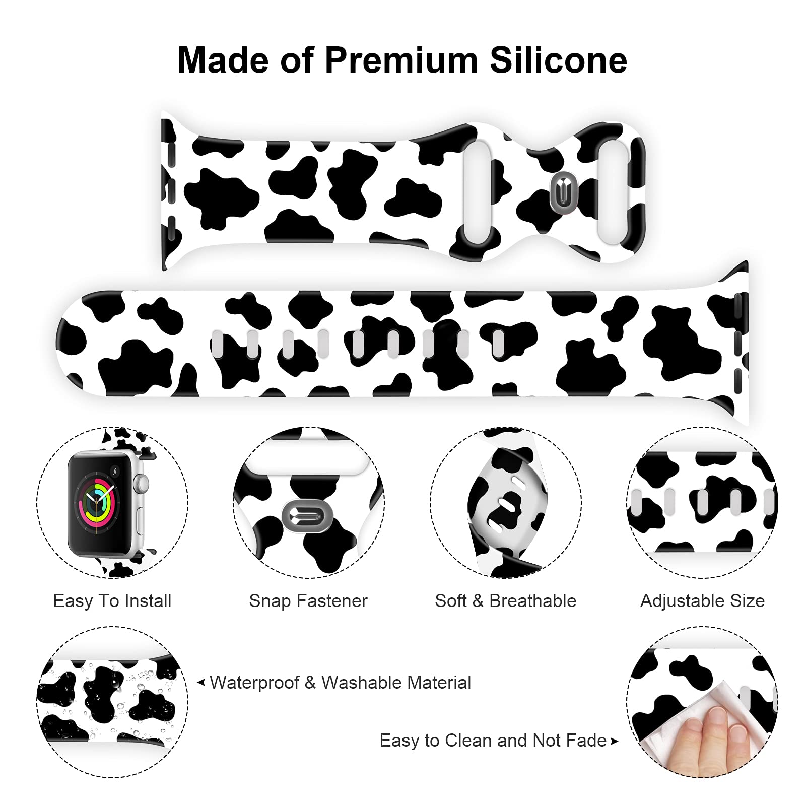 Soft Silicone Apple Watch Bands for 38mm/40mm/42mm/44mm - Sport Replacement Strap Compatible with iWatch Series 6/5/4/3/2/1/SE - Breathable & Comfortable for Men & Women - Perfect for Workouts, Running & Daily Wear