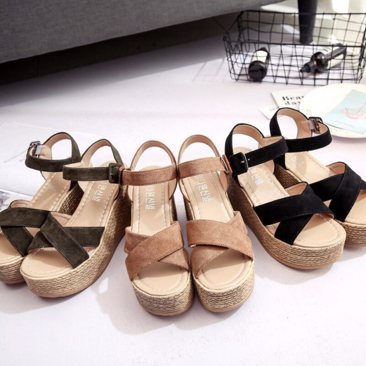 Crisscross Open Toe Wedge Sandals for Women - Comfortable Summer Platform Heels | Perfect for Beach, Vacation & Casual Outfits