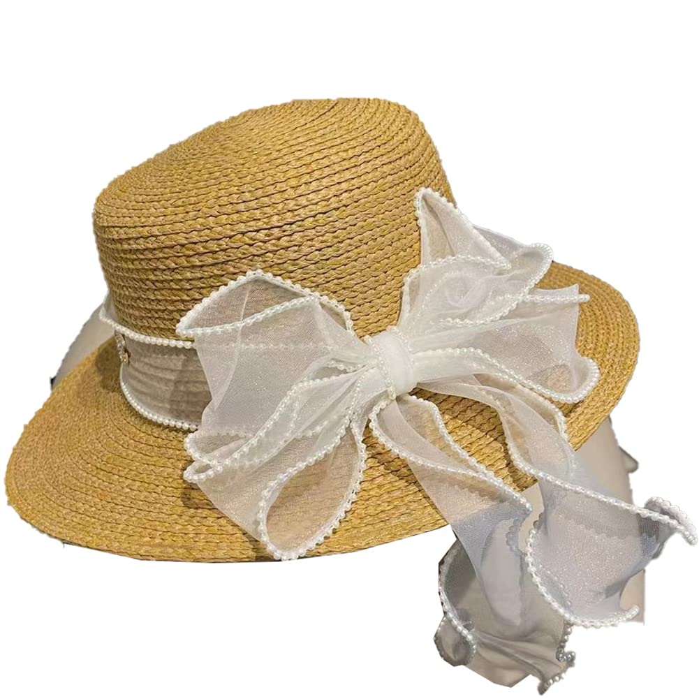Stylish UV Protection Straw Beach Sun Hats for Women & Men - Summer Fedora Boater Hat with Wide Brim - Perfect for Outdoor, Vacation, Pool Party and Beach Travel Accessories