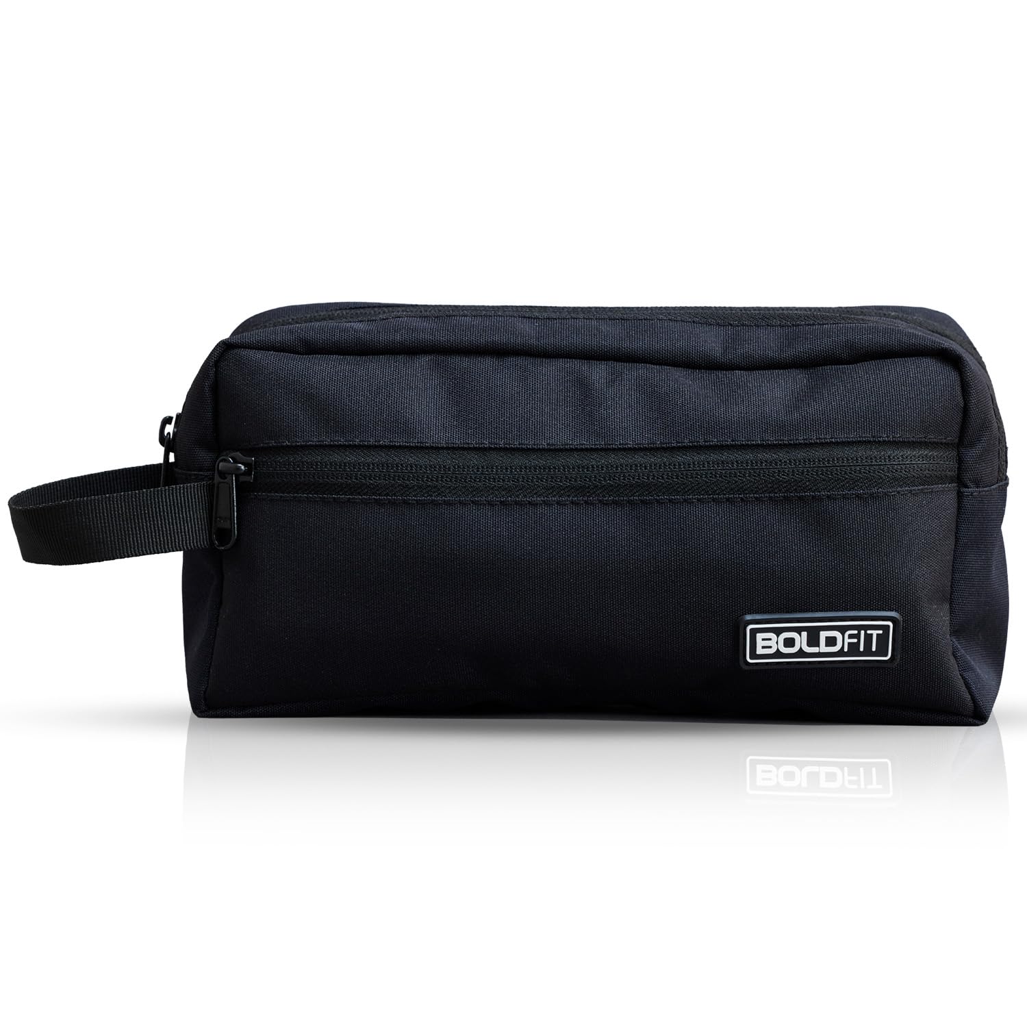 Boldfit Water-Resistant Polyester Travel Toiletry Bag for Men & Women - Makeup Pouch & Wash Bag Organizer (18cm Width, Black) - Perfect for Air Travel, Gym, Camping & Weekend Getaways