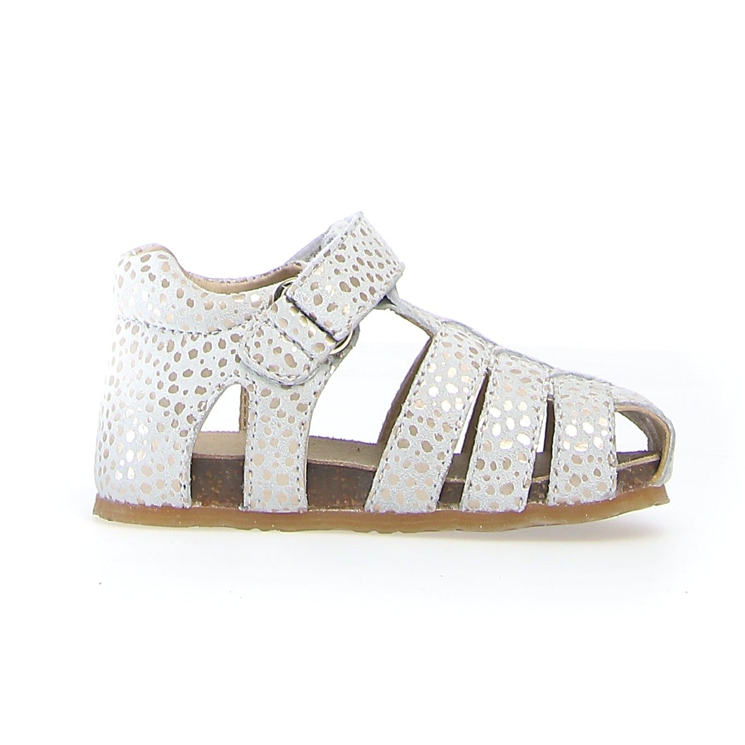 Falcotto Kids' Alby Suede Sandals for Boys & Girls - Soft & Comfortable White/Platinum Shoes | Perfect for Summer, Beach & Casual Outings