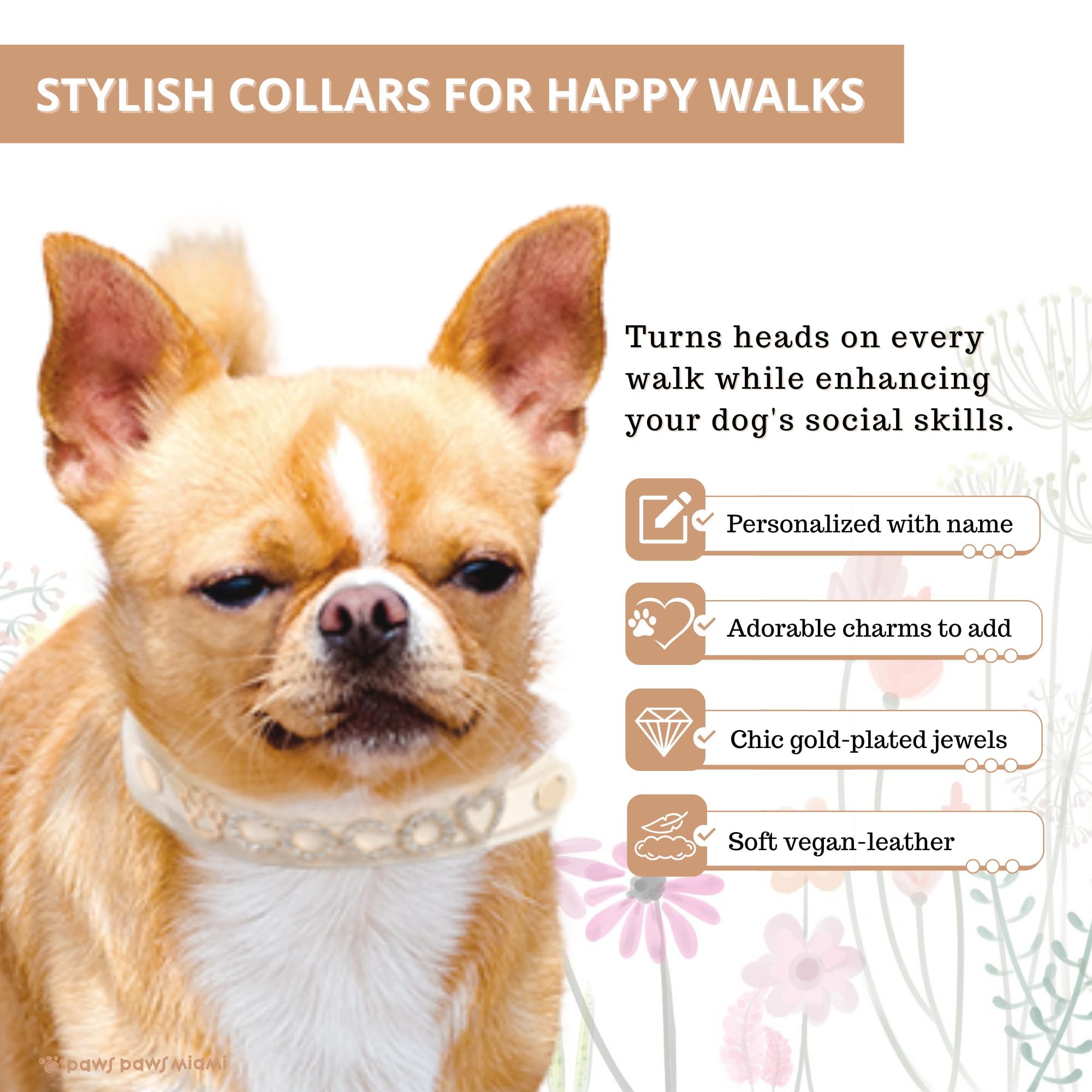 Custom Bling Dog Collars for Small, Medium & Large Female Dogs - Fashionable Rhinestone Pet Collar for Girl Puppies - Perfect for Daily Walks, Grooming & Special Occasions