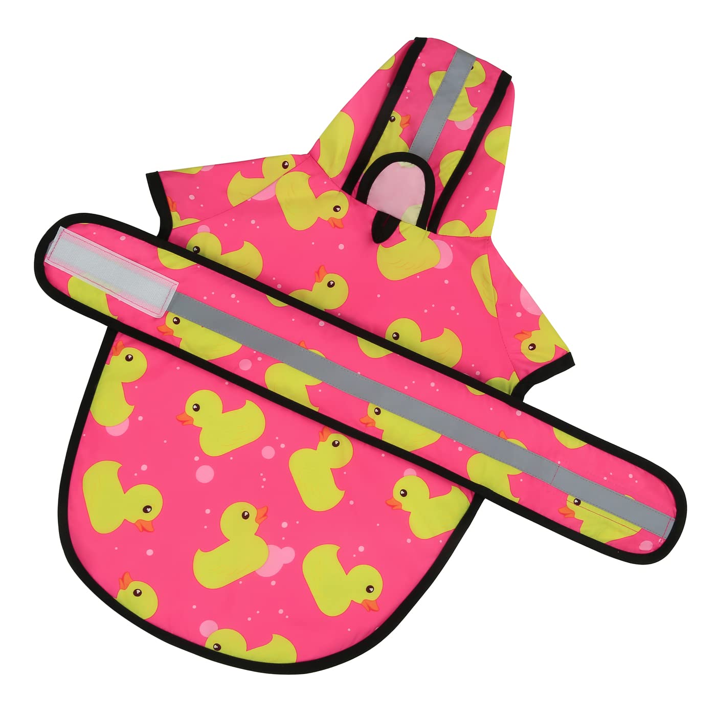 HDE Waterproof Dog Raincoat with Hood - Pink Ducks Print, Small to X-Large Sizes for Dogs & Puppies | Outdoor Walking, Rainy Day Protection, Pet Fashion Accessory