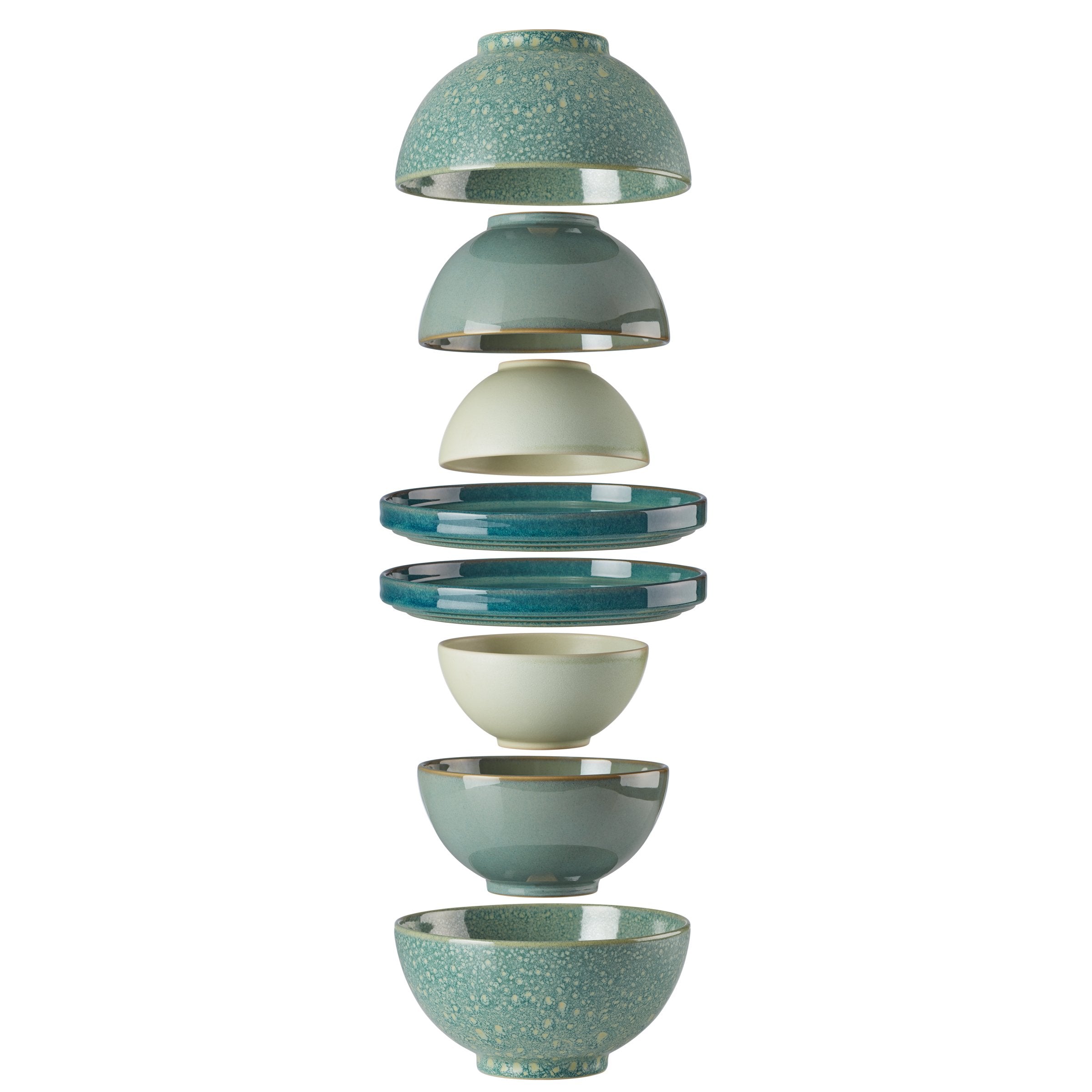 Luna Green 8-Piece Dinnerware Set - Elegant Porcelain Plates & Bowls for Everyday Dining, Dinner Parties & Home Decor
