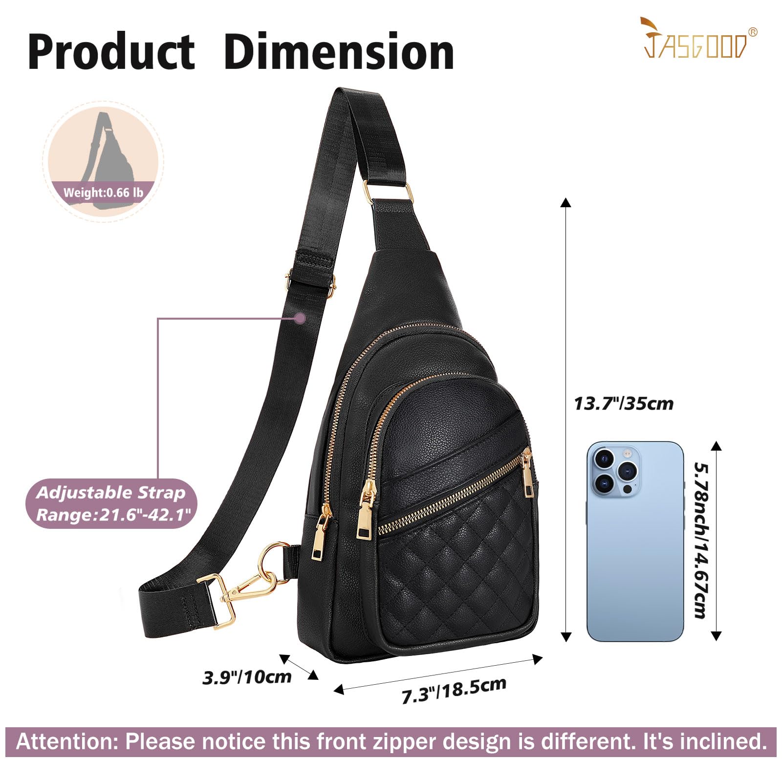 JASGOOD Women's Leather Crossbody Sling Bag - Fashionable Fanny Pack & Chest Bag for Travel, Work, and Daily Use | Durable Sling Backpack for Outdoors, Commuting, and Shopping