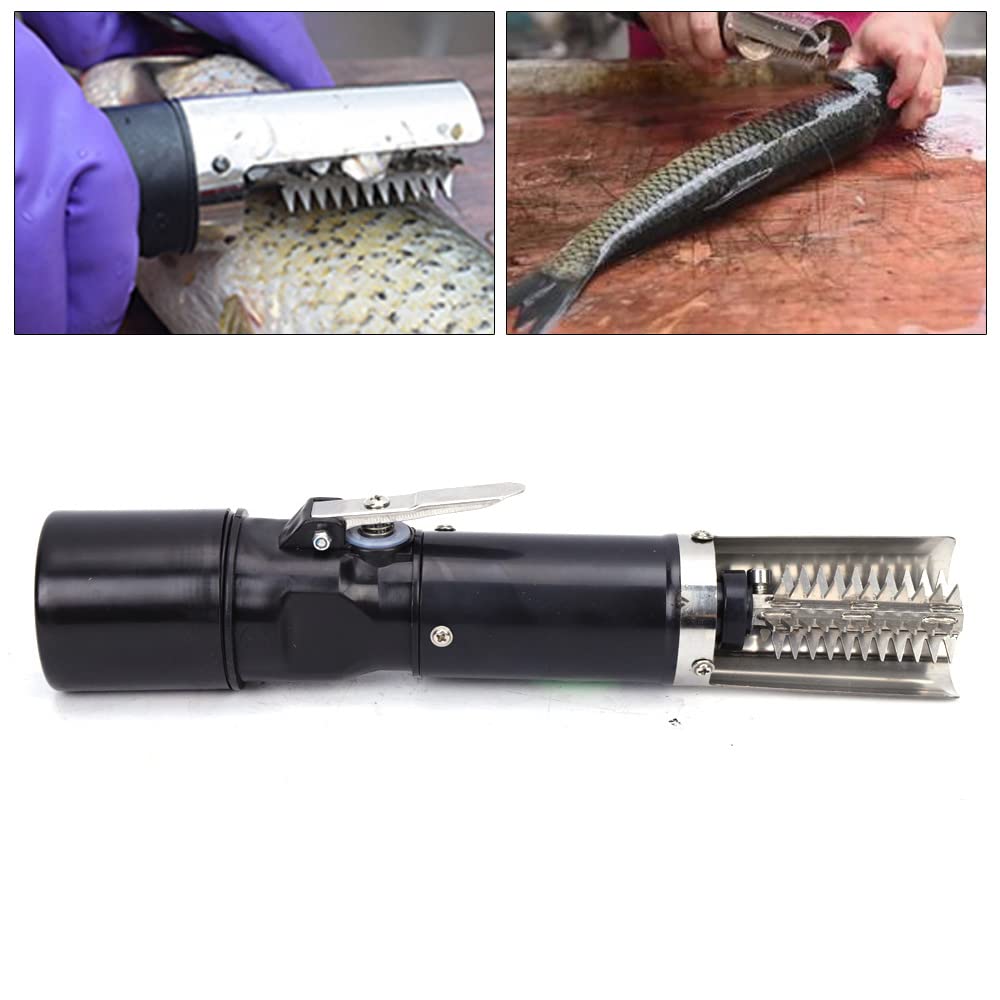 120W Rechargeable Electric Fish Scaler - 6-Sided Stainless Steel Roller Blade, Waterproof Fish Skin Cleaner for Freshwater & Marine Fish (Carp, Grass Carp) - Perfect for Home Kitchen, Fishing Trips & Seafood Restaurants
