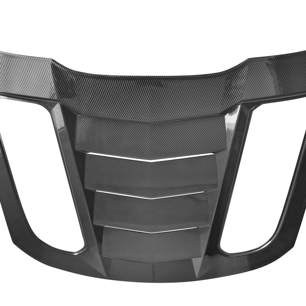 IKON MOTORSPORTS Rear Window Louver for 2015-2024 Ford Mustang Coupe | Carbon Fiber Print Sun Shade & Windshield Scoop | Fits 2015-2024 Models | Enhances Style & Sun Protection for Daily Driving & Car Shows