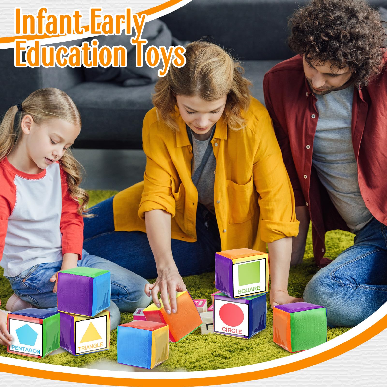 **Yilloog 4-Piece Large Foam Dice Set with Pockets - DIY Educational Game for Kids, Soft Stacking Blocks for Early Learning & Teaching (3.94 Inch, Stylish Colors) - Perfect for Classroom, Playroom & Toddler Activities**