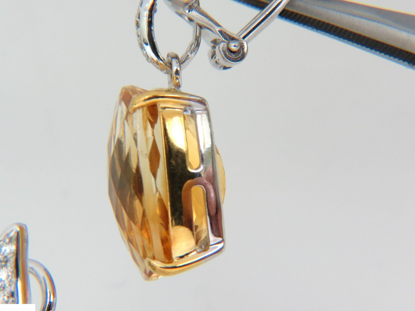 26.50CT Natural Golden Citrine Diamond Dangle Earrings in 14K Gold - Elegant Drop Earrings for Women, Perfect for Weddings, Parties & Special Occasions