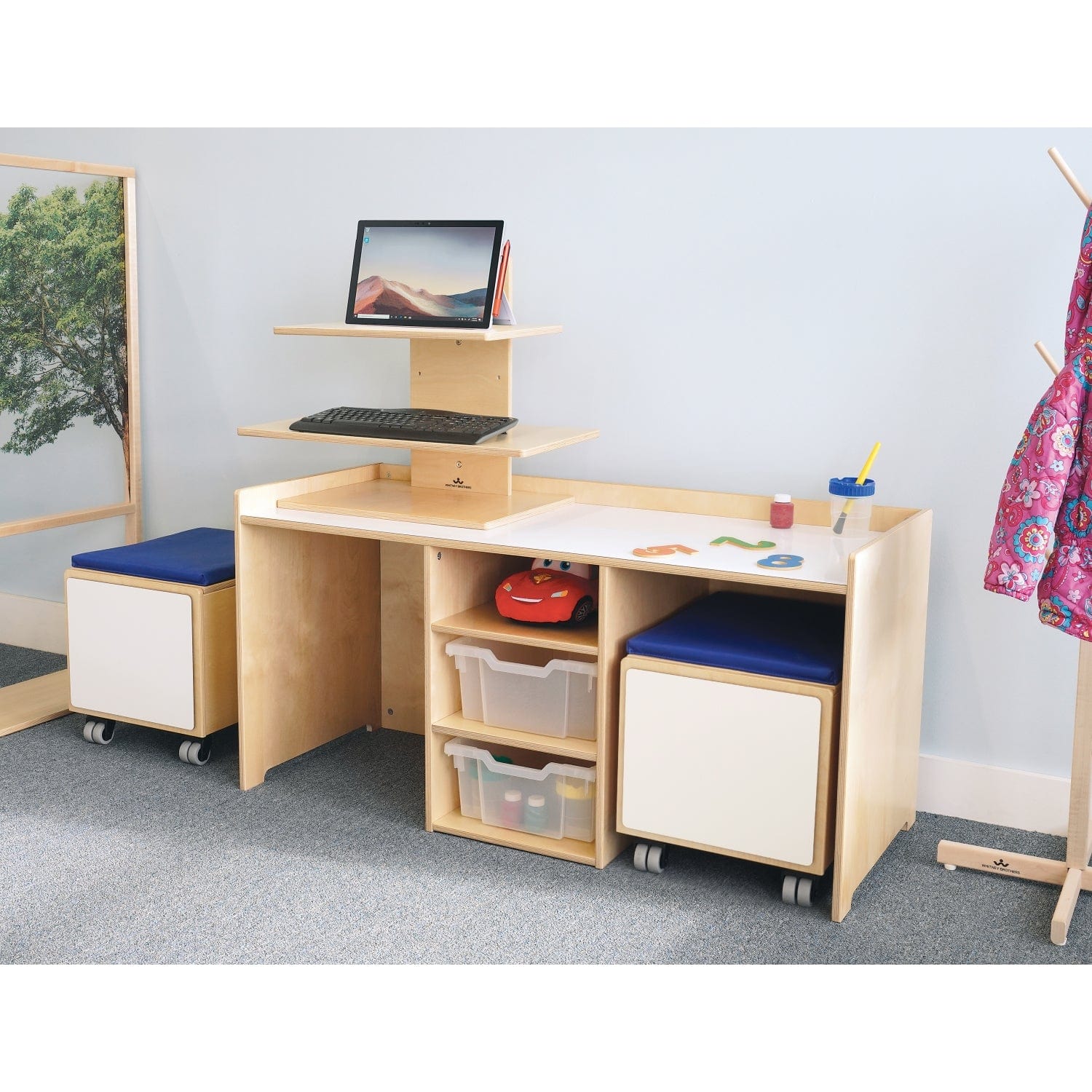 STEM Learning Activity Desk and Mobile Storage Bin Set for Kids - Perfect for Classroom, Homeschool, and Playroom Organization