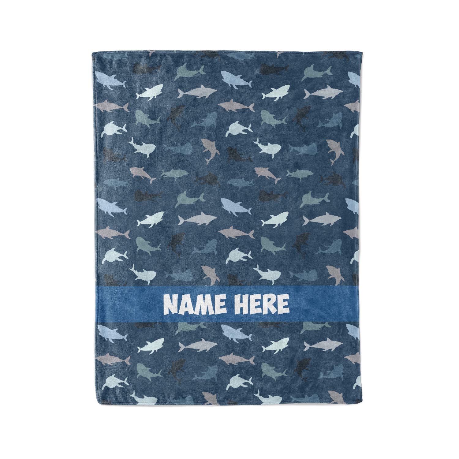 Personalized Shark Pattern Fleece & Sherpa Throw Blanket - Soft Lightweight Blanket for Boys, Girls, Kids & Adults - Perfect for Bed, Sofa, Travel & Gift Giving