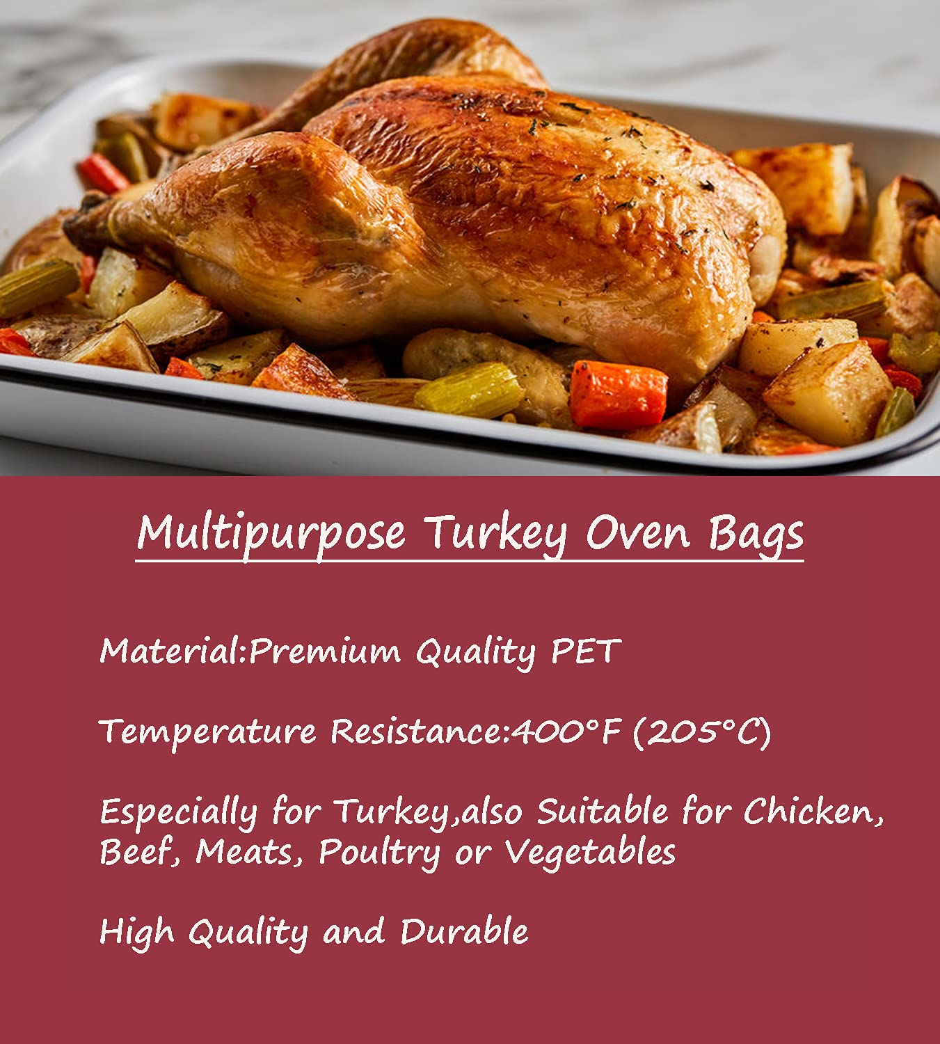 10-Pack Large Oven Bags for Turkey | Extra Large Roasting Bags for Thanksgiving, Christmas & Holiday Cooking | Perfect for Roasting Whole Turkey, Chicken & Large Meats