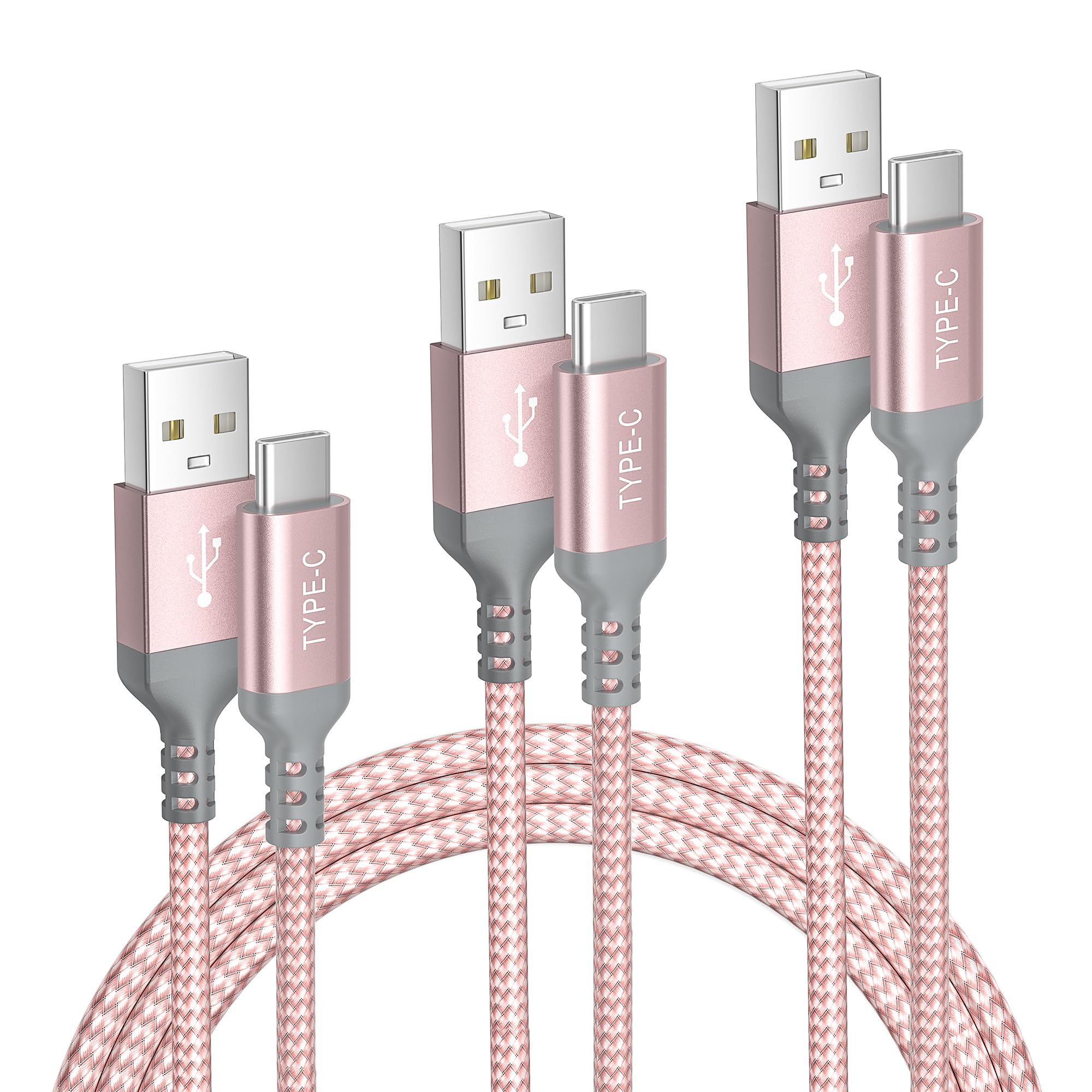 Elebase USB Type C Charger Cable 3-Pack (1.5/3.3/6.6FT) - Fast Charging Cord for Kindle Fire HD 10/8/Paperwhite 2021, iPad Air 4/Mini 6, Moto G9 Play/G Pro Stylus, Samsung Galaxy S24/S23/S22 - Perfect for Home, Office & Travel Charging
