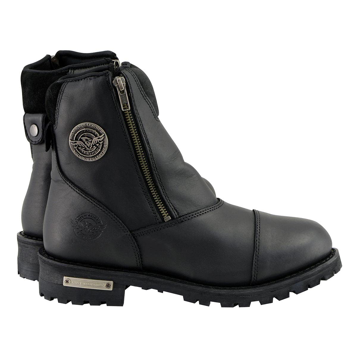 Milwaukee Leather Women's Black Premium Leather Motorcycle Boots - Double Sided Zipper, Comfortable Riding Boots for Harley & Cruiser Bikes (MBL202) | Perfect for Long Rides & Biker Events