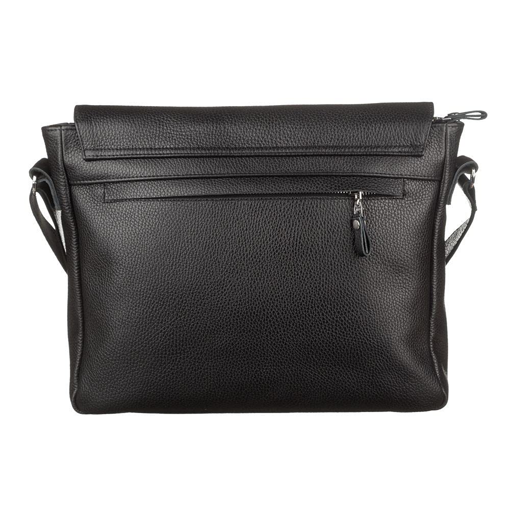 Premium Genuine Leather Messenger Bag for Men - Stylish & Durable Crossbody Shoulder Bag - Perfect for Work, Travel & Daily Commute - Black (Model 11043)