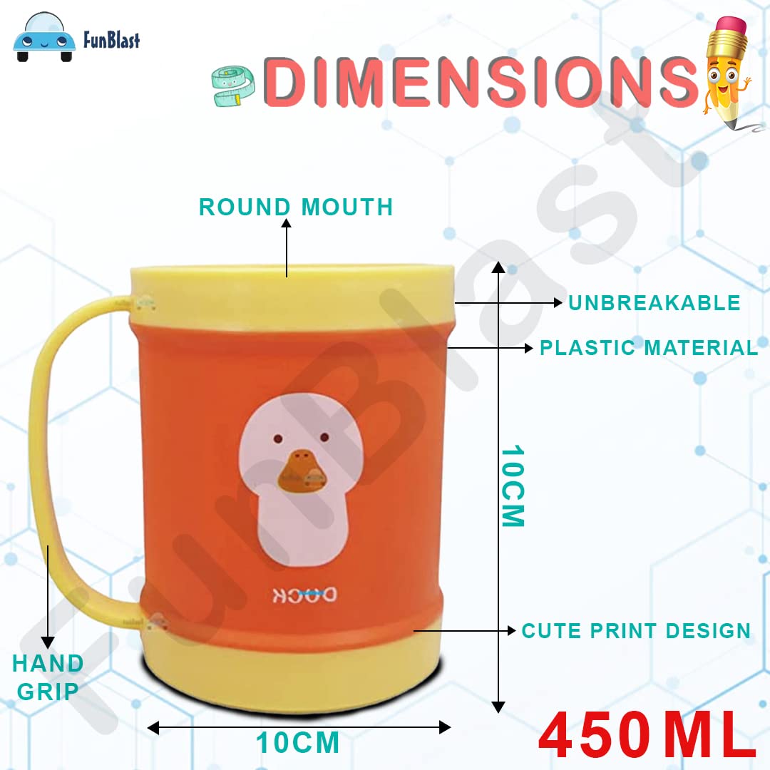 FunBlast Unbreakable Kids Milk Mug - 450ML Cartoon Drinking Cup for Boys & Girls, Best Birthday Gift for Children - Ideal for Home, School & Travel Use (Pack of 1)