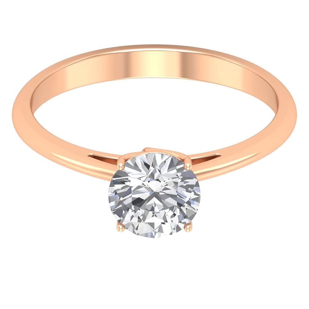 6.50 MM Round Cut 1 CT Moissanite Solitaire Ring for Women - 14K Solid Gold Certified Engagement Wedding Ring - Perfect for Proposals, Anniversaries & Special Occasions