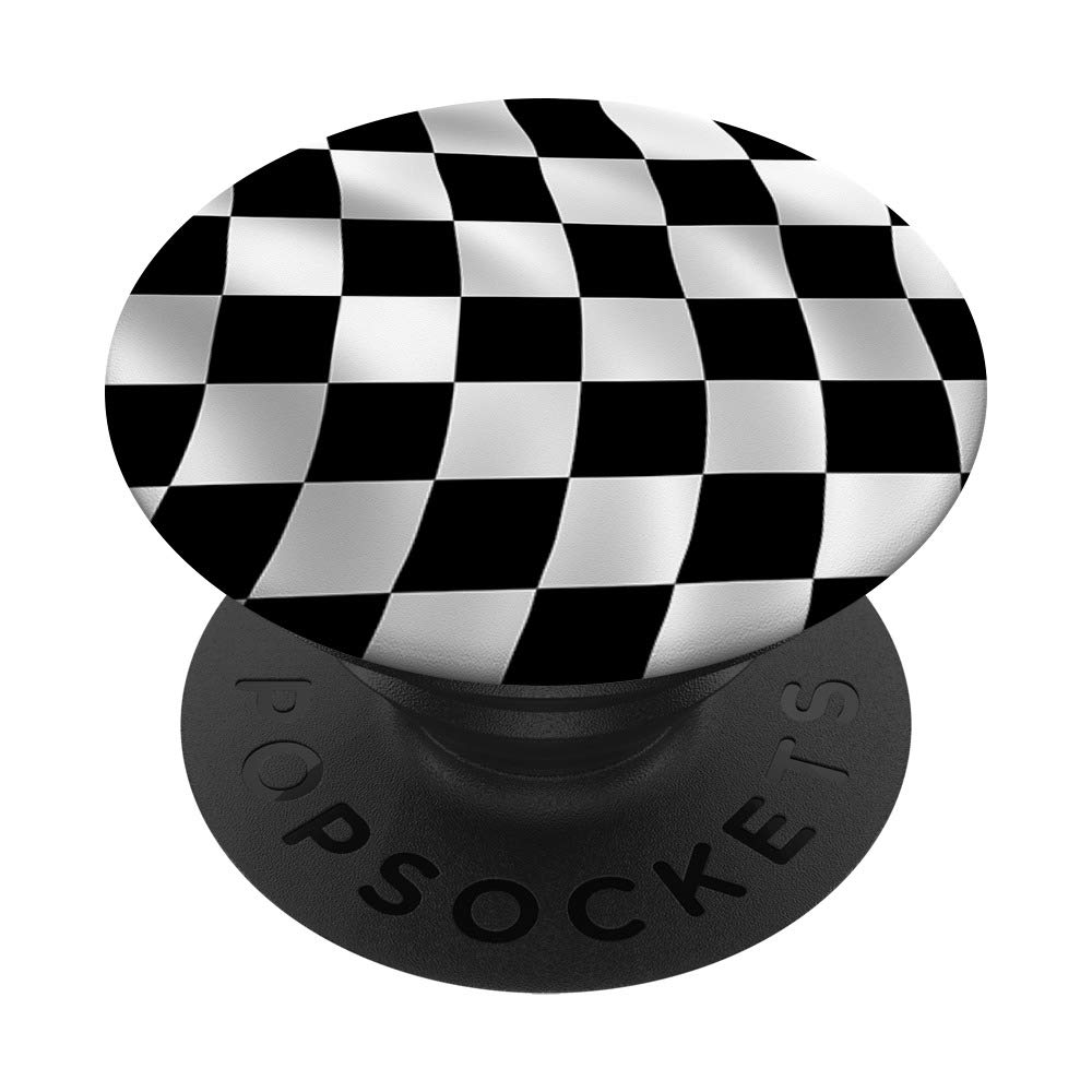 Black and White Checkered Race Flag PopSockets PopGrip - Swappable Phone Grip for iPhone, Samsung & Tablets - Perfect for Racing Fans, Car Enthusiasts & Sports Events