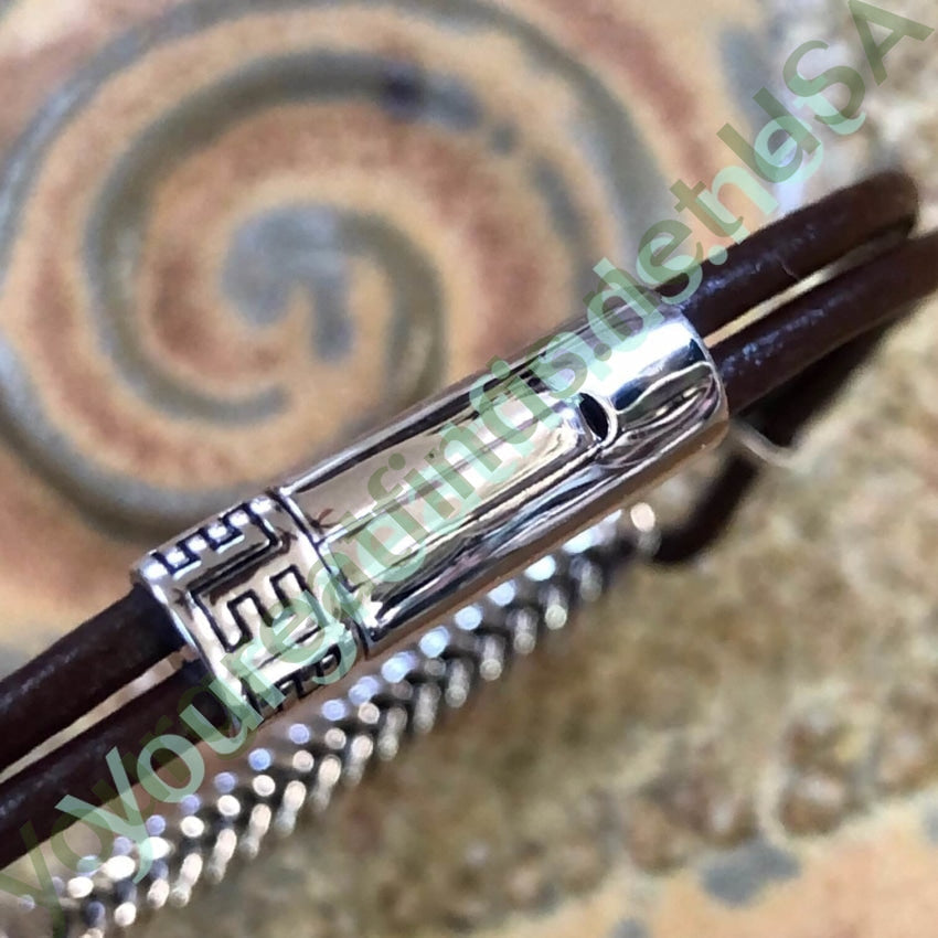 Sterling Silver Brown Leather Cord Bracelet for Women - Handmade Adjustable Wrap Bracelet for Boho, Casual & Everyday Wear