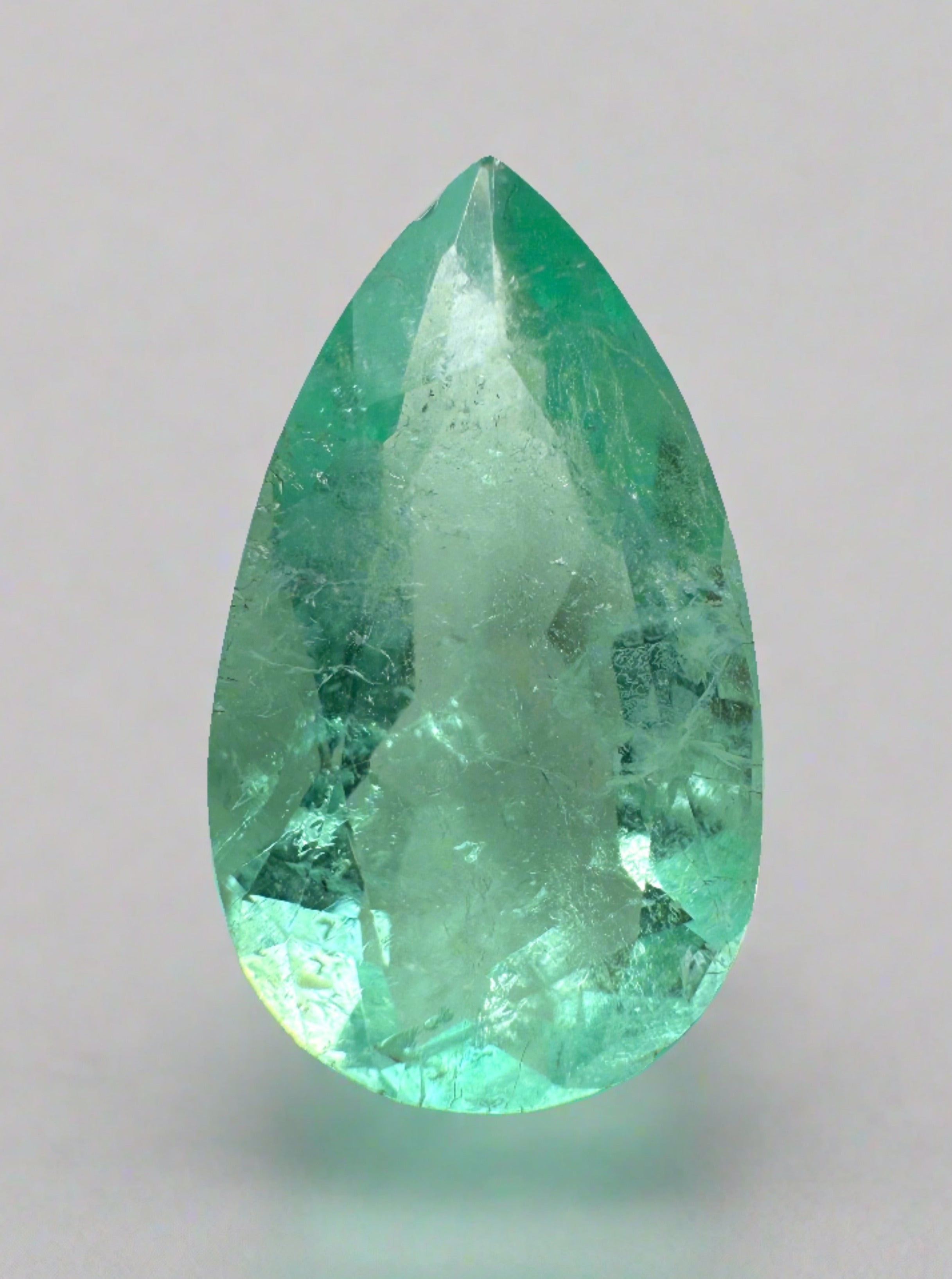 6.0 Carat 18x10mm Light Green Natural Loose Colombian Emerald Pear Cut Gemstone for Jewelry Making, Engagement Rings & Fine Collections
