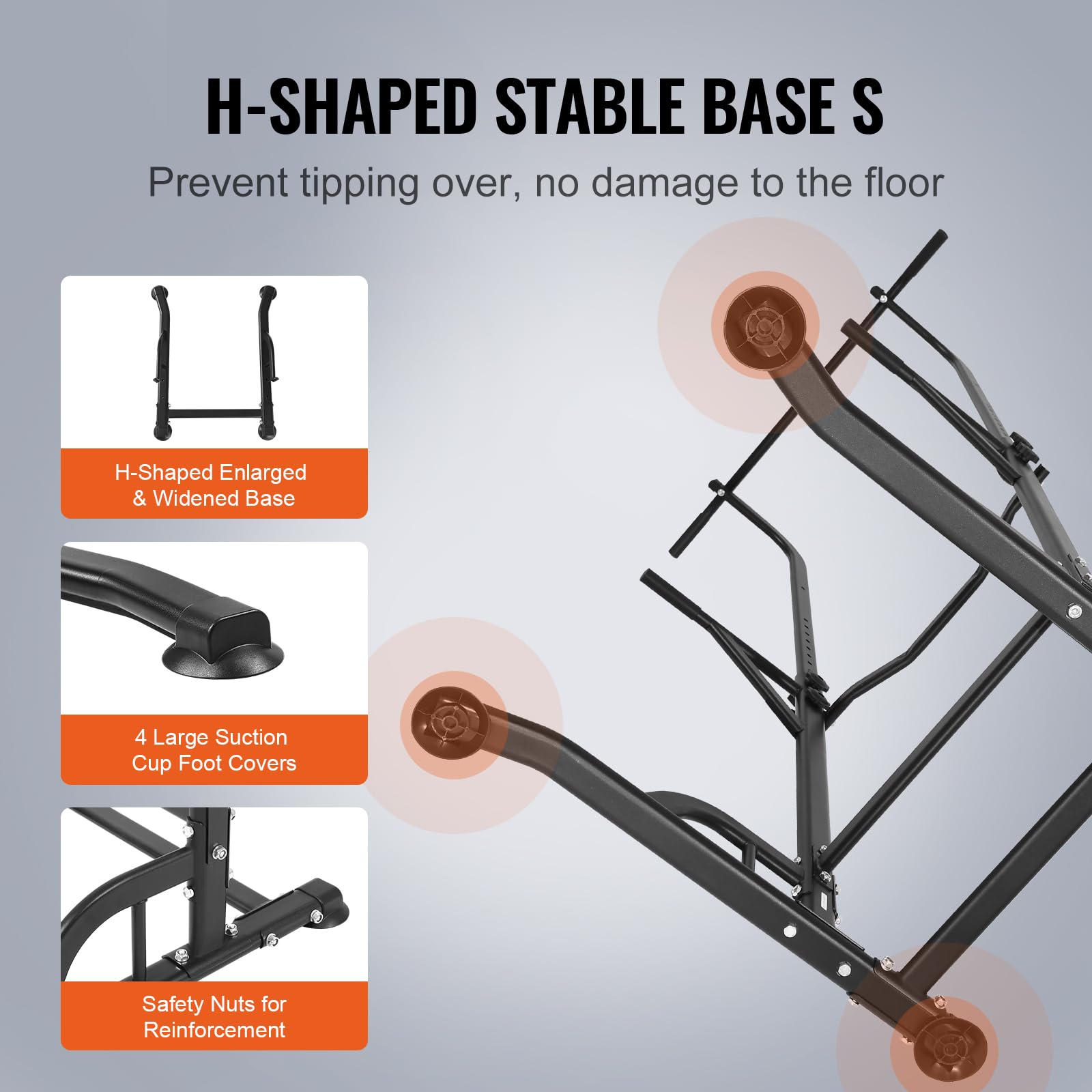 VEVOR Adjustable Power Tower Dip Station - 10-Level Pull-Up Bar Stand for Home Gym, Multi-Function Strength Training Equipment with 4 Suction Feet (330 lbs Capacity) - Perfect for Full-Body Workouts & Home Fitness Training