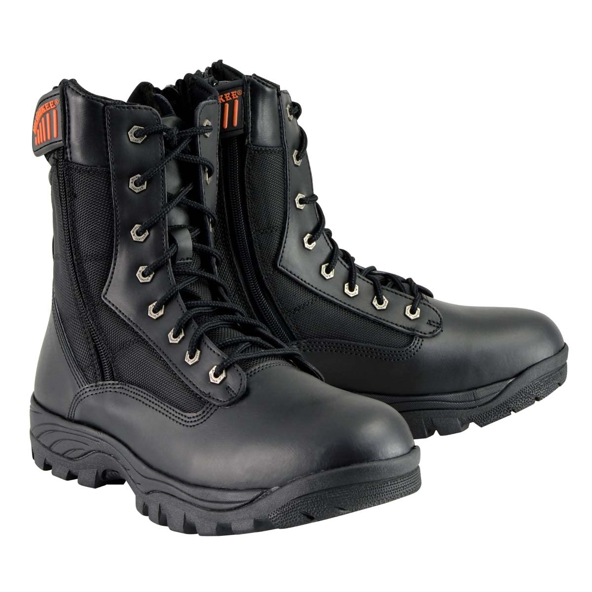 Milwaukee Leather MBM9110 Men's 9-Inch Black Tactical Motorcycle Boots - Side Zipper & Lace-Up Design for Riding Comfort & Safety - Perfect for Adventure Biking & Outdoor Activities