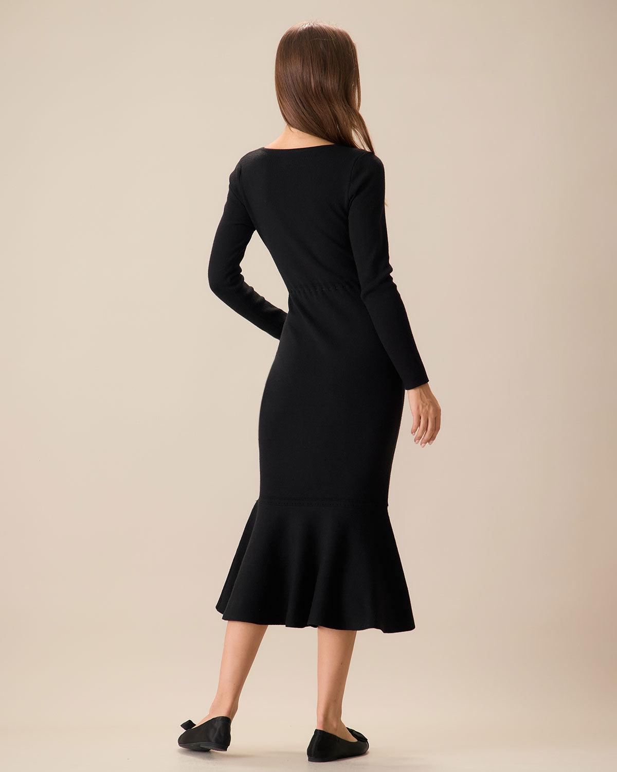 Elegant Black Square Neck Mermaid Sweater Maxi Dress for Women - Perfect for Evening Parties, Date Nights & Special Occasions