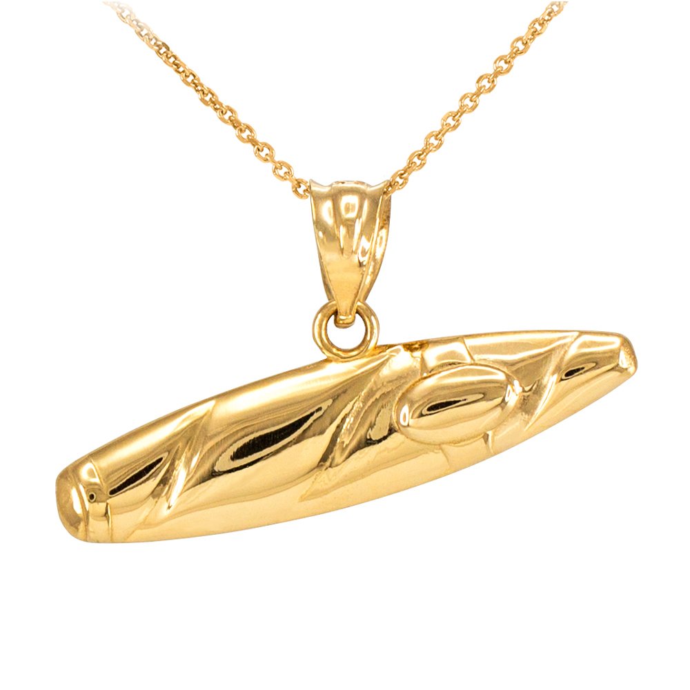 14K Solid Yellow Gold Tobacco Leaf Cigar Charm Pendant Necklace for Men - Perfect for Gifts, Parties & Cigar Lovers