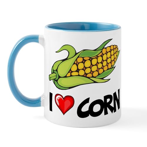 White/Blue Inside - I Love Corn Mug