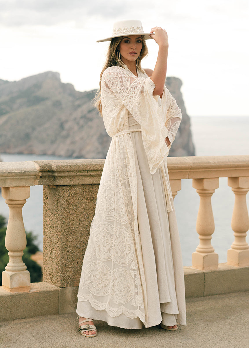 Juneau Dress in Ecru - Elegant Women's Summer Maxi Dress with Flowy Design | Perfect for Beach Vacations, Weddings & Casual Outings