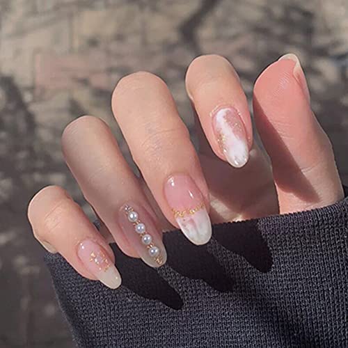 24pcs Matte Green False Nails with Glue - Long Almond Fake Nails for Women | Removable Press on Nails for Manicure | Perfect Gift for Girls | Great for Parties, Weddings & Special Occasions