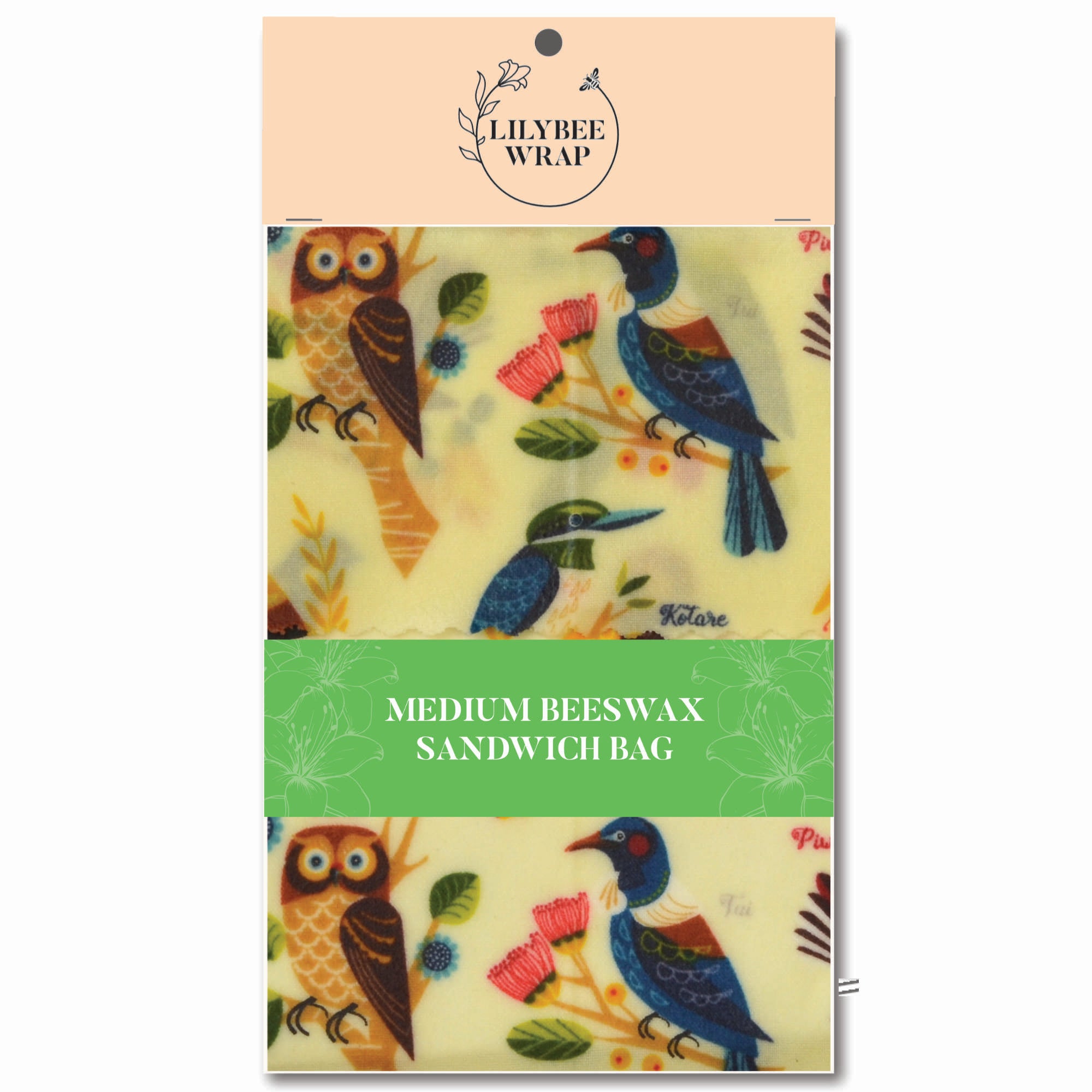 Morepork and Friends Beeswax Wrap Core Collection - Eco-Friendly Food Storage for Lunches, Snacks & Leftovers