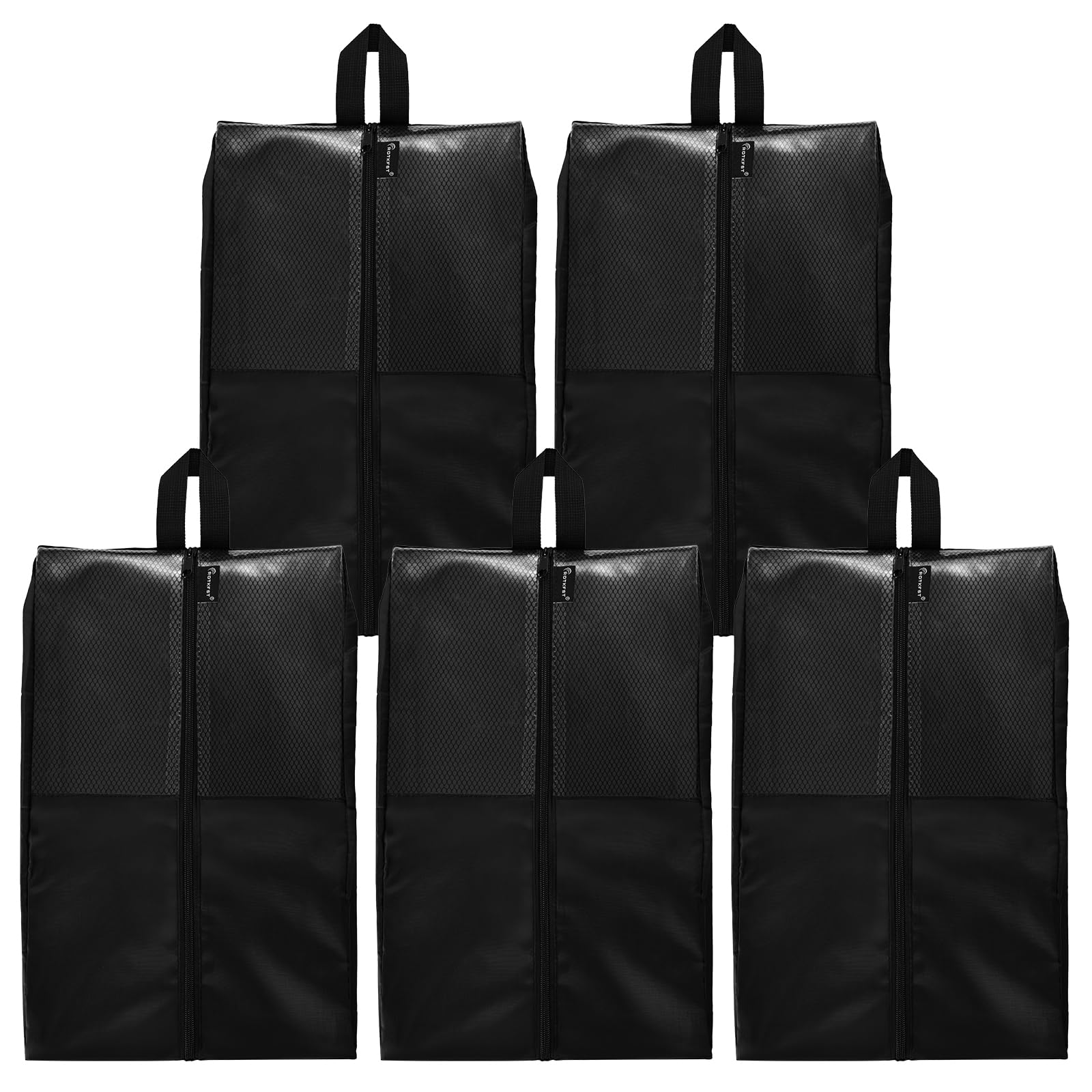 **5-Pack XX-Large Shoe Bags for Travel - Translucent Shoe Organizer with Sturdy Zipper for Men & Women (Black) - Perfect for Packing Shoes, Gym Bags & Suitcases**