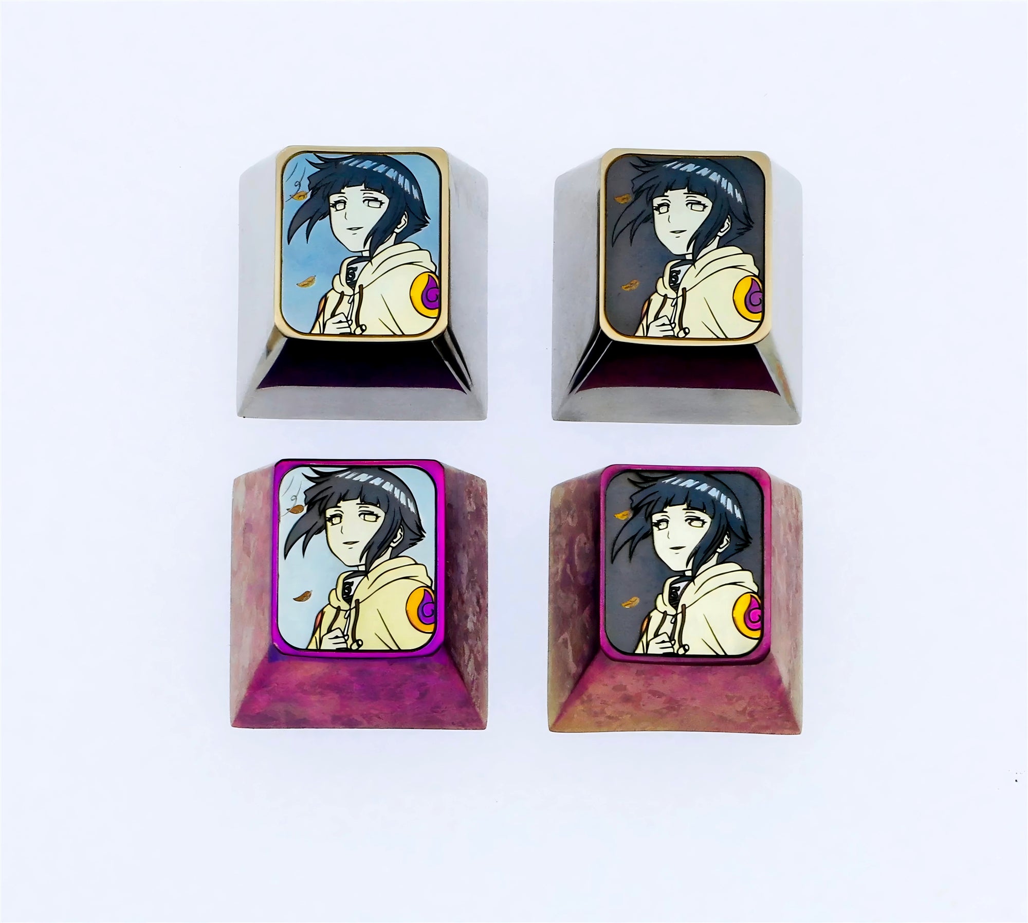 Naruto Anime Hyuga Hinata 1U Titanium Alloy Keycaps for Mechanical Keyboards - Perfect for Gaming & Typing Enthusiasts