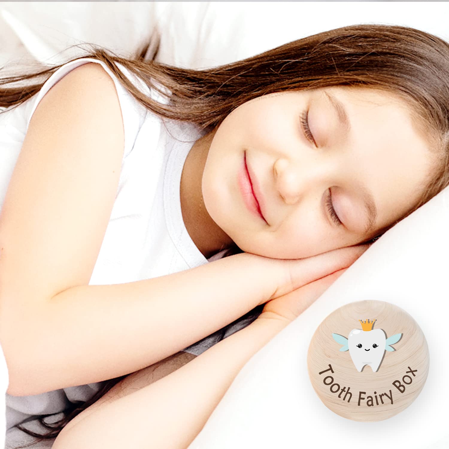 Tooth Fairy Box for Kids - Wooden Keepsake Storage Box with 3D Tooth for Boys & Girls - Perfect for Placing Lost Teeth Under Pillow - Cute Little Wing Design for Tooth Fairy Tradition & Childhood Memories