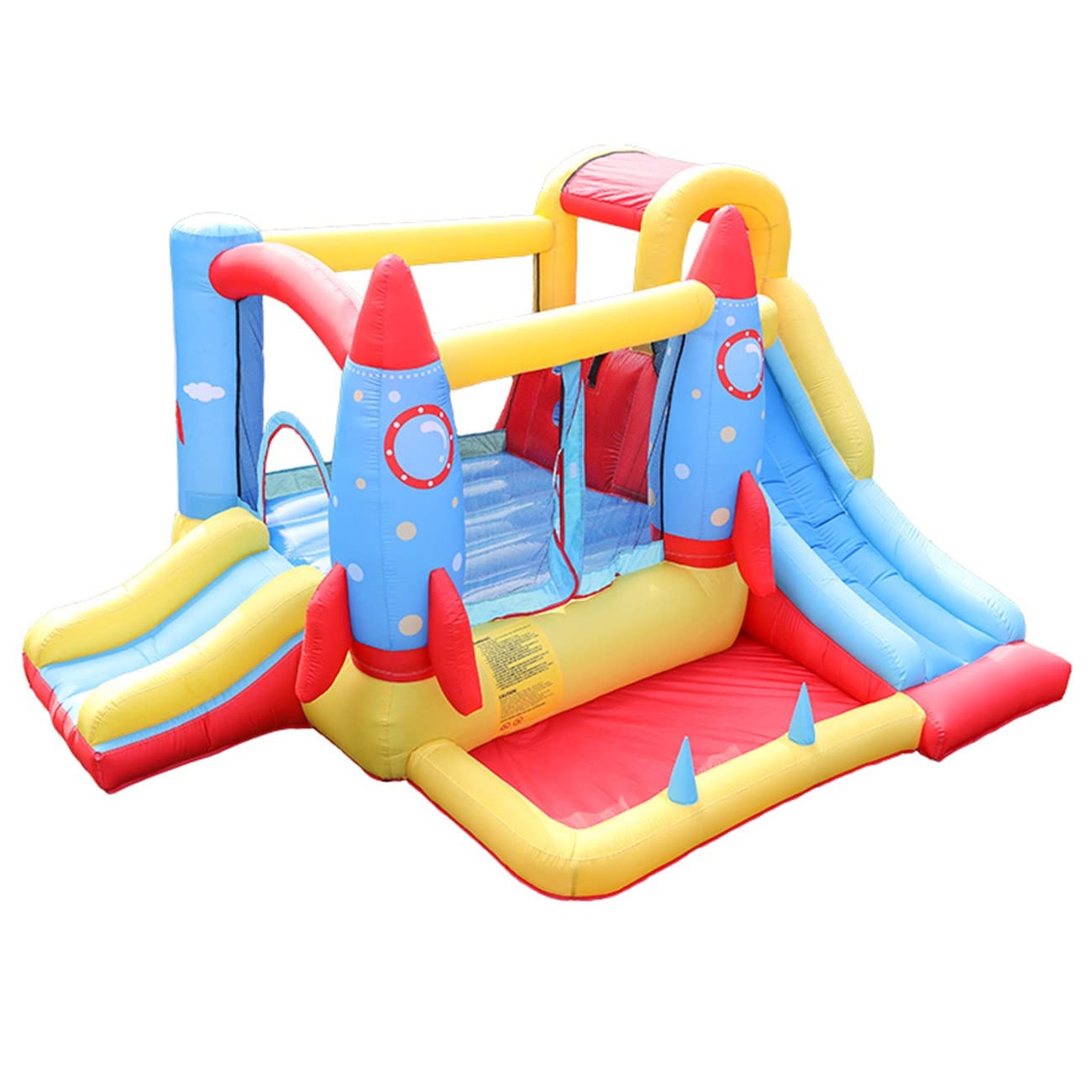 Outdoor Playhouse with Bouncy Castle, Indoor Trampoline, Slides & Rock Climbing Wall - Kids Interactive Play Center for All Seasons | Perfect for Backyard, Birthday Parties & Daycare Fun
