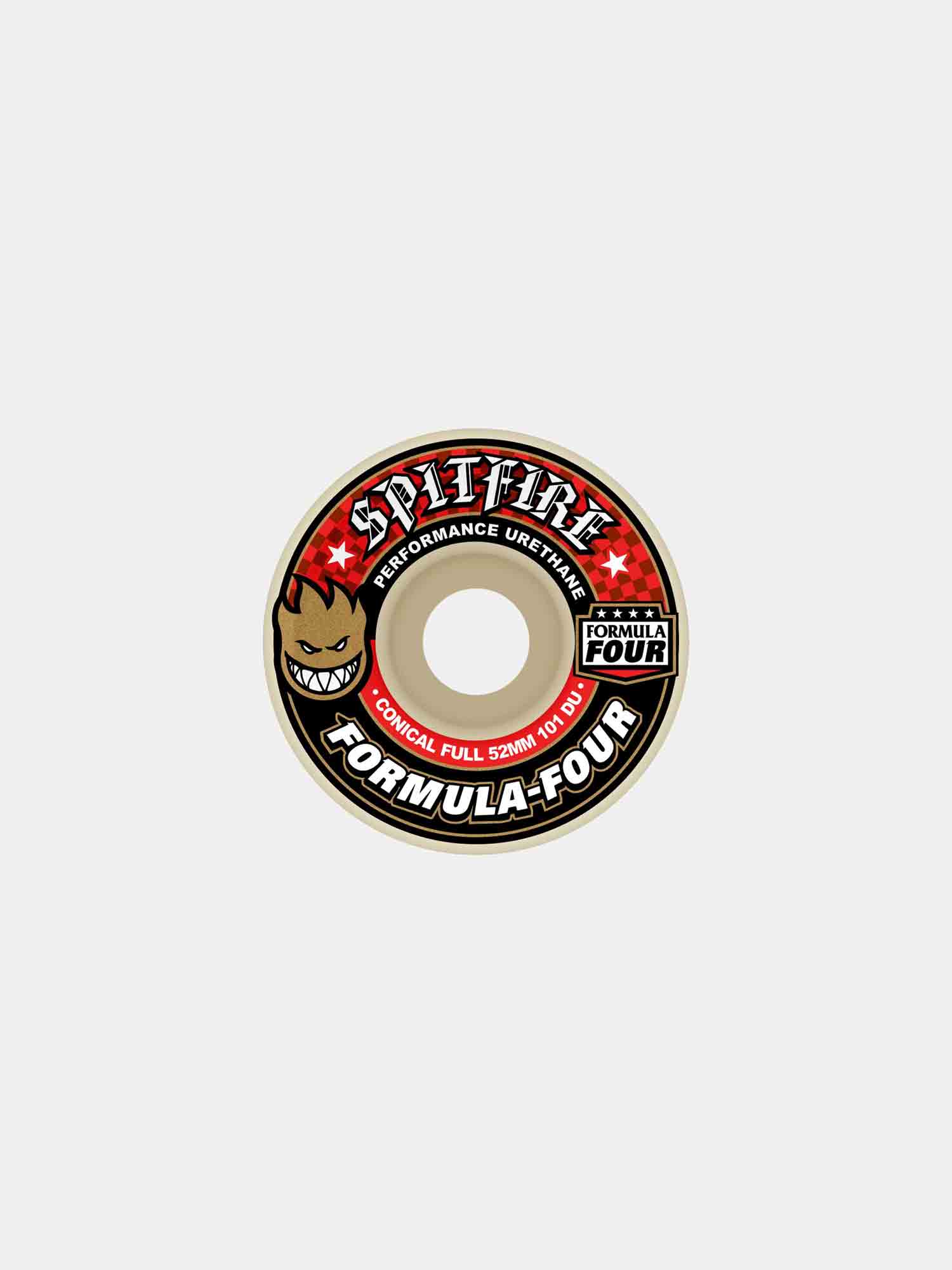Spitfire Formula Four 101D Conical Skateboard Wheels - 99a Hardness for Street & Park Skating - High Performance Skate Wheels for Smooth Rides & Tricks