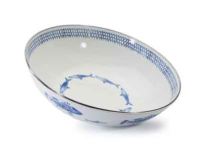 Vintage Style Fish Camp Enamelware 5 Quart Serving Bowl - Durable & Lightweight for Camping, Picnics, and Outdoor Dining