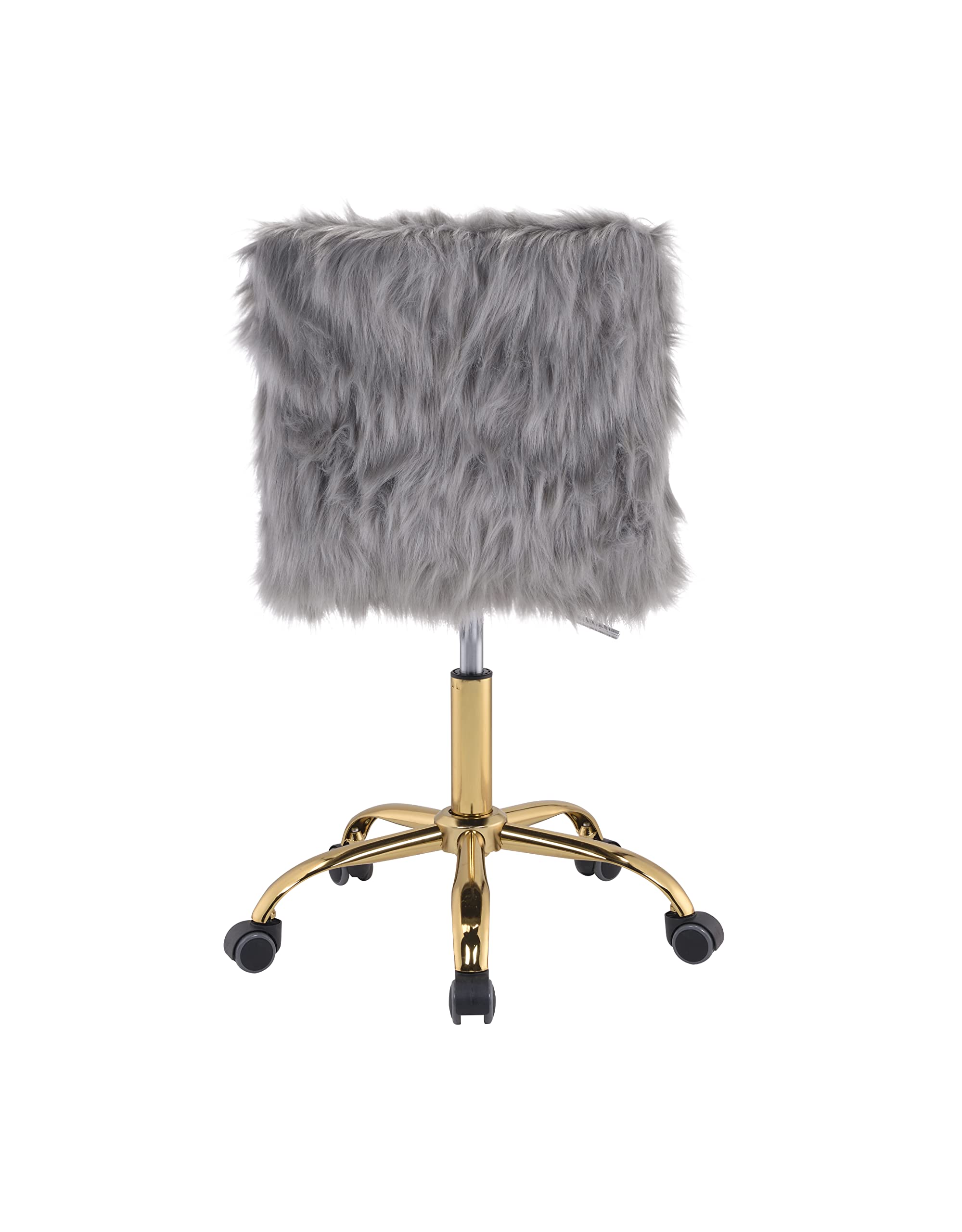 Fluffy Faux Fur Desk Chair - Swivel Vanity Chair with Adjustable Height, Armless Task Chair for Home Office, Living Room, Studio & Makeup Area | Perfect for Work, Gaming & Relaxation