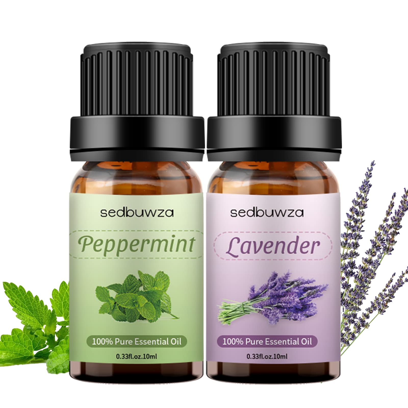 Premium Lavender & Peppermint Essential Oil Set - 100% Pure Aromatherapy Oils for Diffusers, Massage, Candle Making, Soap (2x10ml) - Relaxation & Stress Relief at Home, Spa & Office