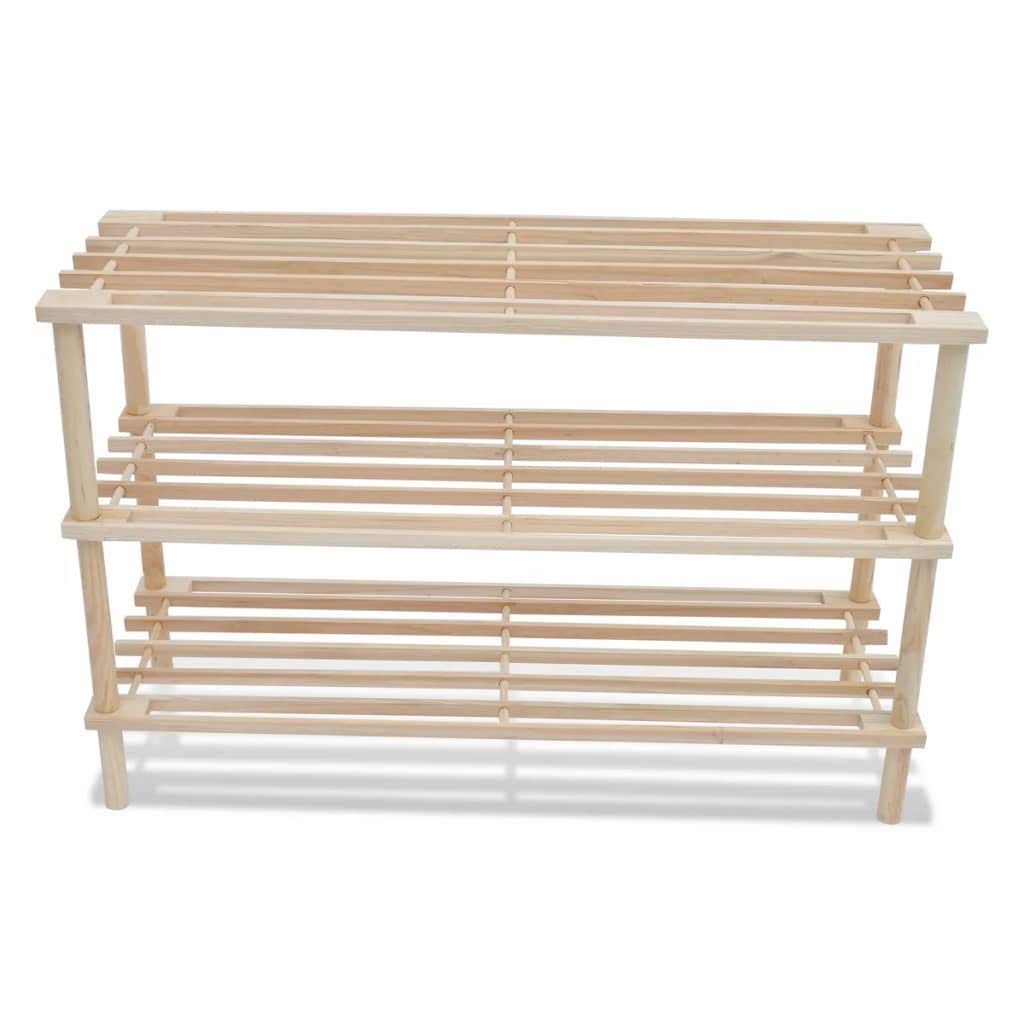 3-Tier Solid Fir Wood Shoe Rack - 2 Pack Space-Saving Shoe Cabinet for Entryway, Hallway, Living Room & Closet Organization - Perfect for Small Spaces & Home Decor