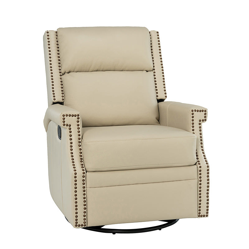 Canace Modern Genuine Leather Manual Glider Rocker Recliner Chair - Comfortable Swivel Lounge Chair for Living Room, Nursery, and Office Relaxation