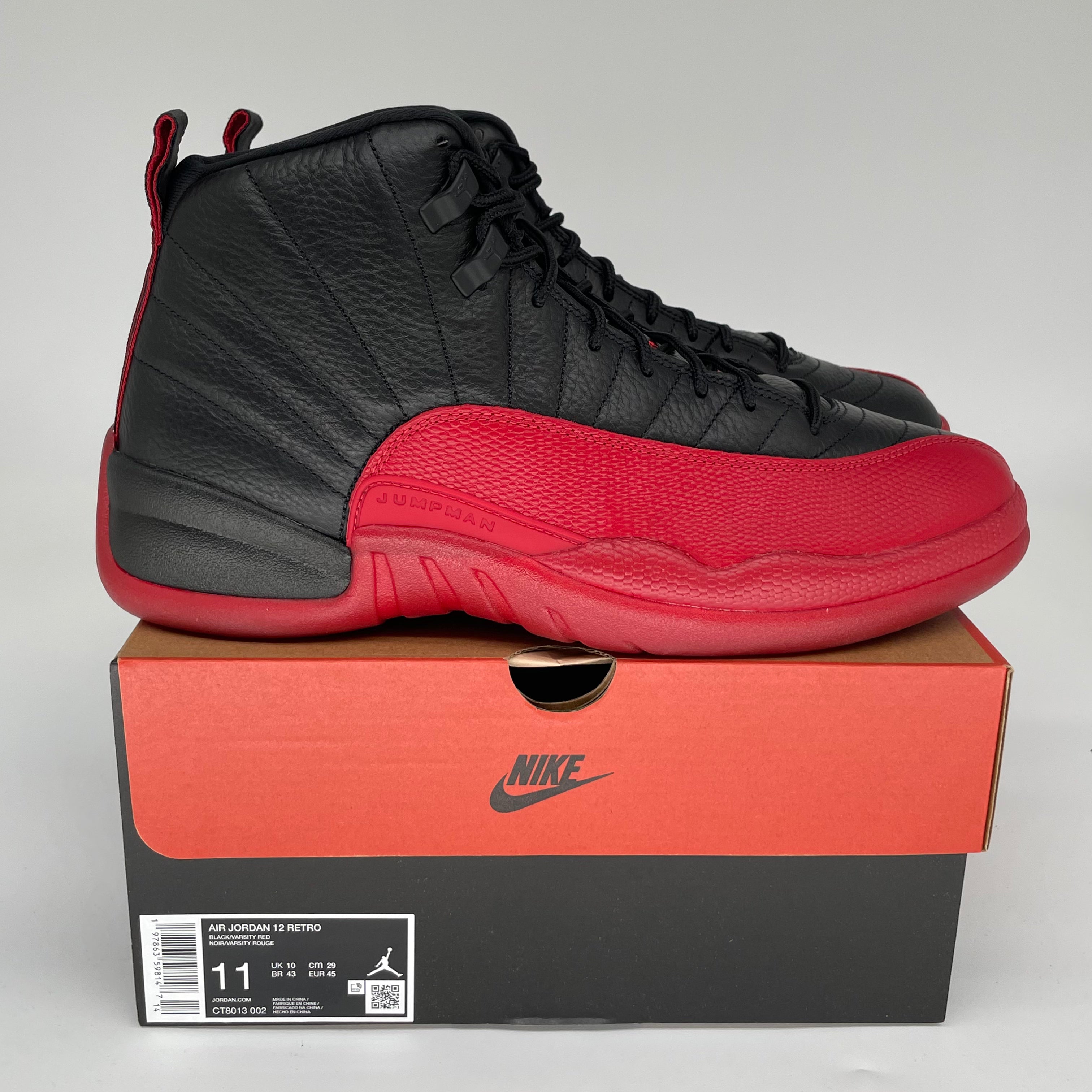 AIR JORDAN 12 Retro Flu Game Basketball Shoes Men's Size 11 - Black/Red (CT8013-002) | Authentic Sneakers for Basketball, Streetwear & Collectors