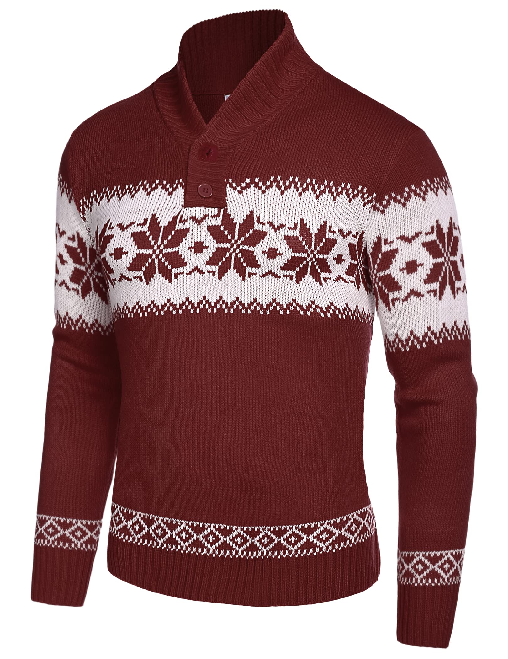 COOFANDY Men's Ugly Christmas Sweater - Festive Snowflake Knit Pullover for Holiday Parties & Casual Winter Wear