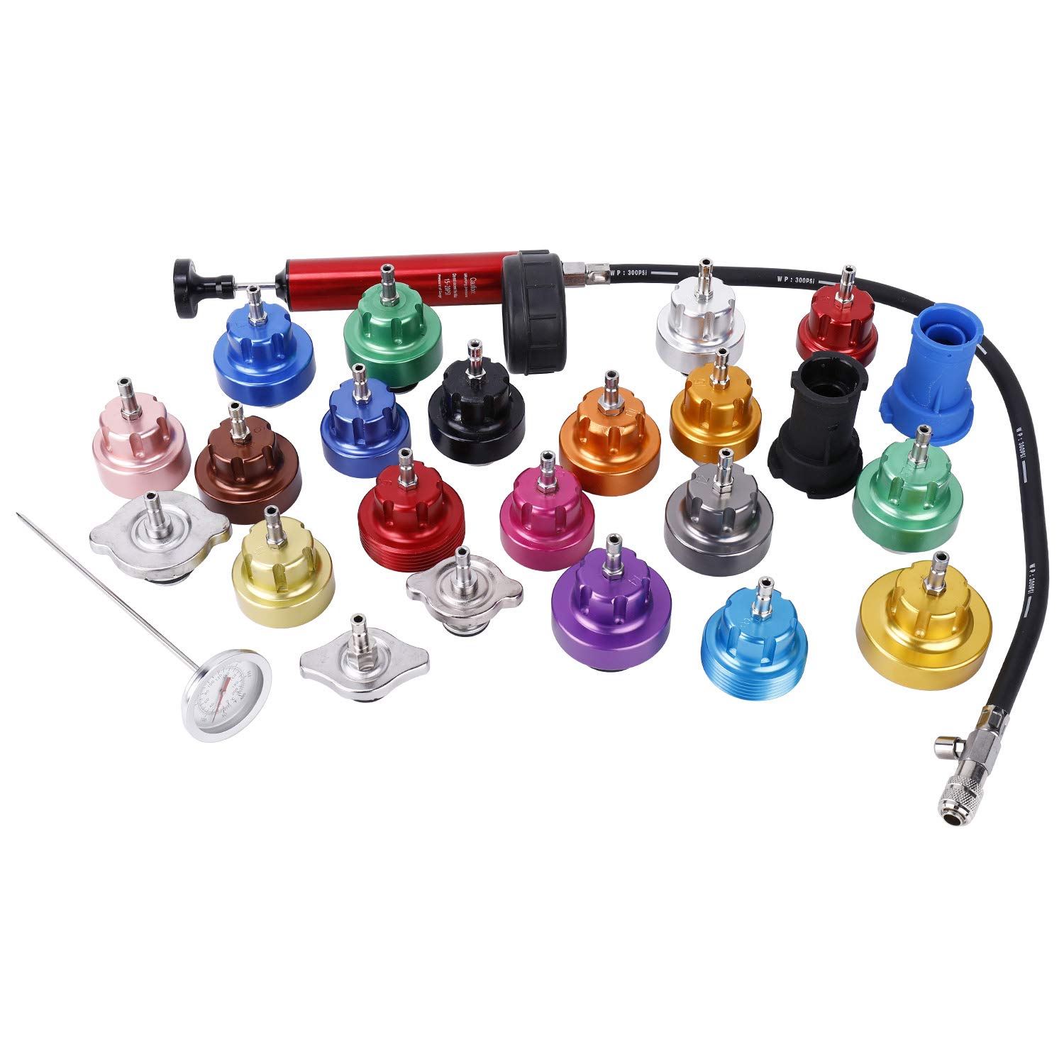25pcs Cooling System Radiator Cap Pressure Tester Kit - Professional Automotive Diagnostic Tool for Car, Truck & SUV Engine Maintenance (Ideal for Mechanics & DIY Enthusiasts)
