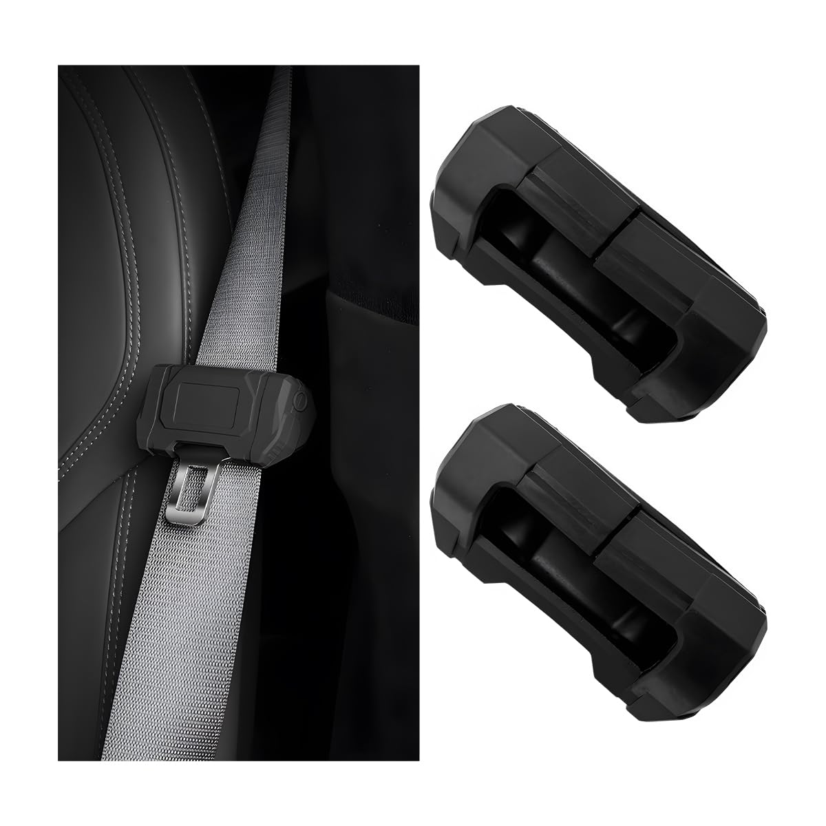 2 PCS Universal Car Seat Belt Buckle Covers - Soft Silicone Anti-Scratch Protector for Seat Belt Clips - Fits Most Vehicles - Black Car Accessories (Perfect for Family Cars, SUVs & Long Road Trips)