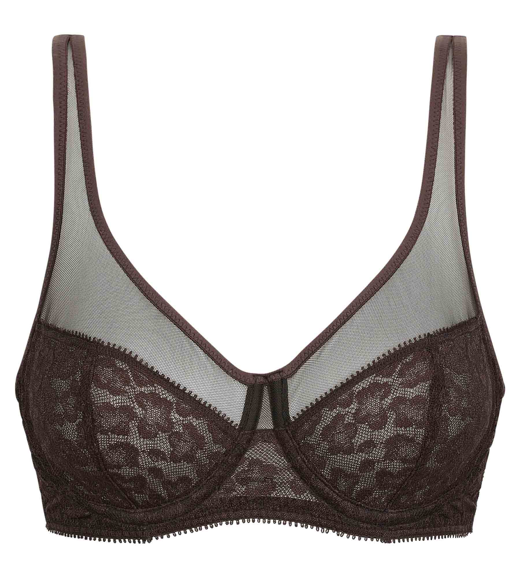 Lace Leopard Print Chocolate Push Up Bra by Dim Generous - Perfect for Date Nights & Special Occasions