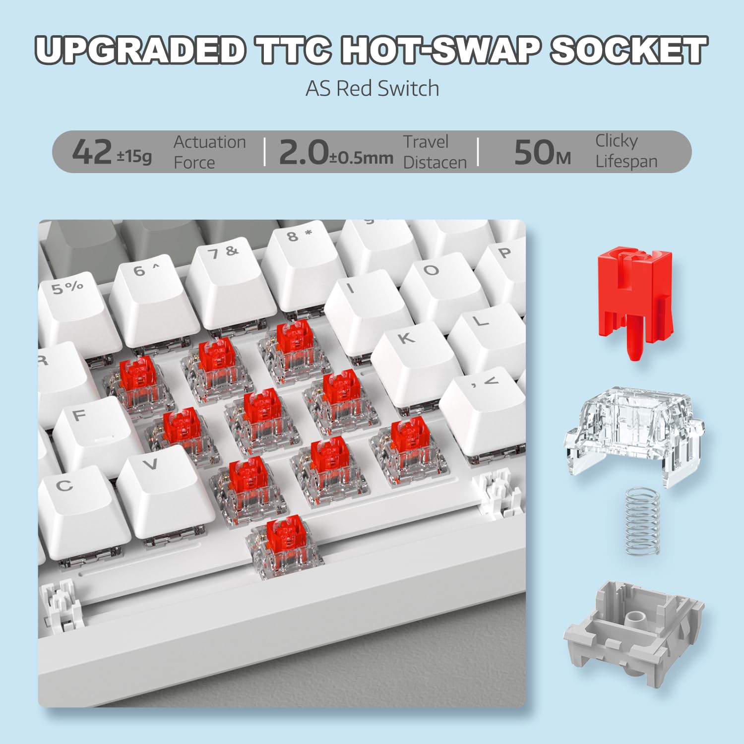 ATTACK SHARK X Ajazz AK820 75% Hot-Swappable Mechanical Gaming Keyboard with Rotary Knob for PC/Mac Gamers